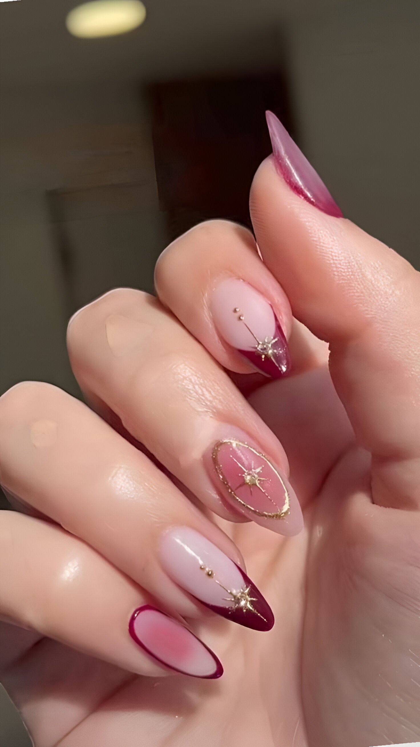 Maroon Chrome French Press-On Nails – Complete Nail Kit