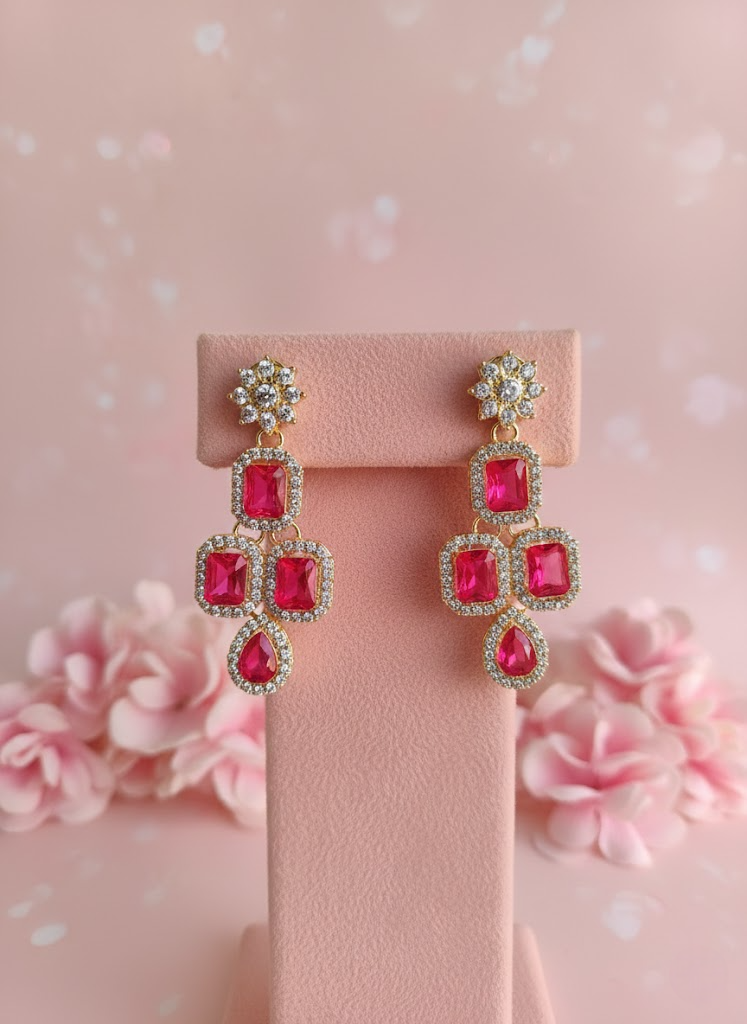 Sondarya Empress Fuchsia Pink Double-Layered Necklace Set With Maang Tikka