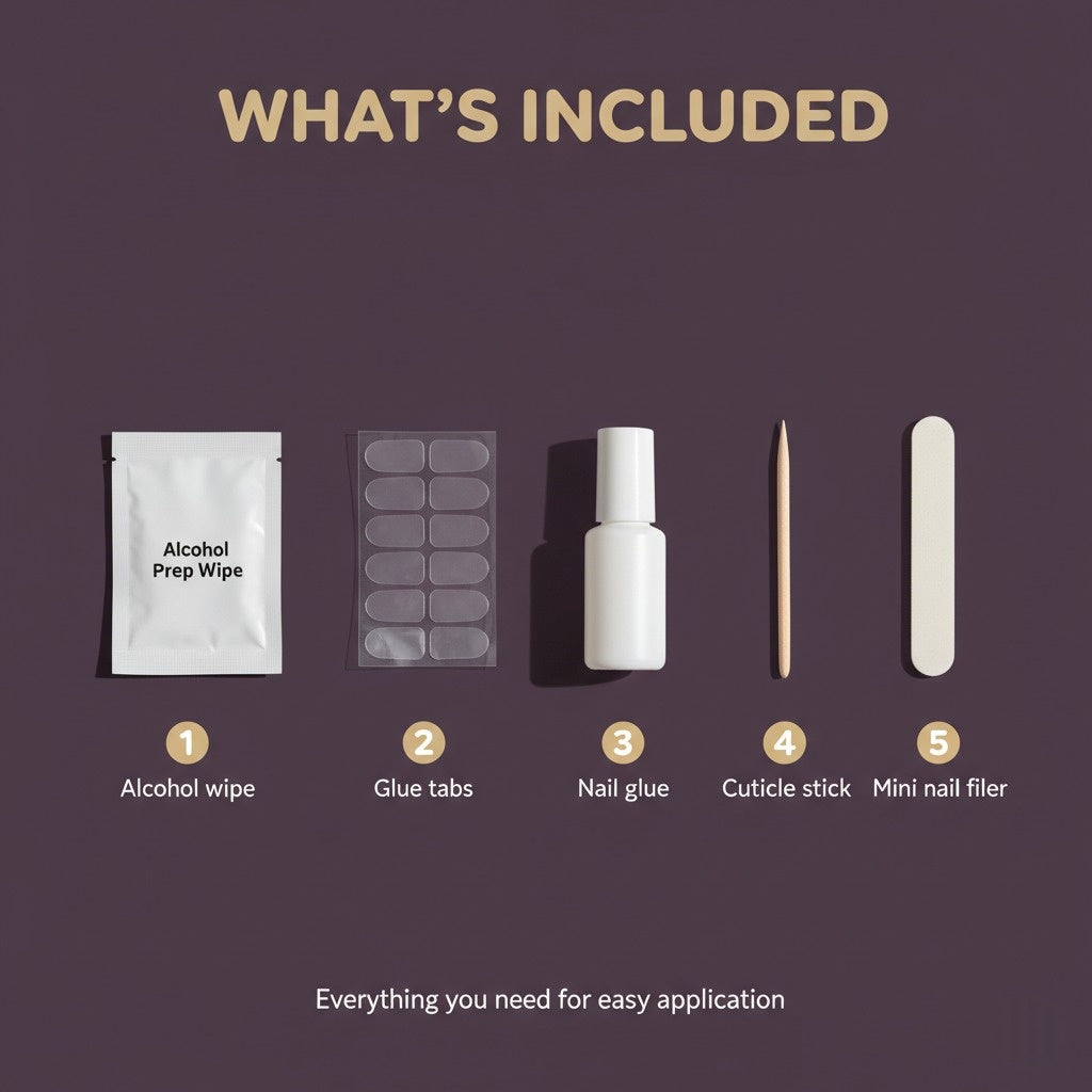 Maroon Bow & Cateye Press-On Nails Kit – Full Nail Kit