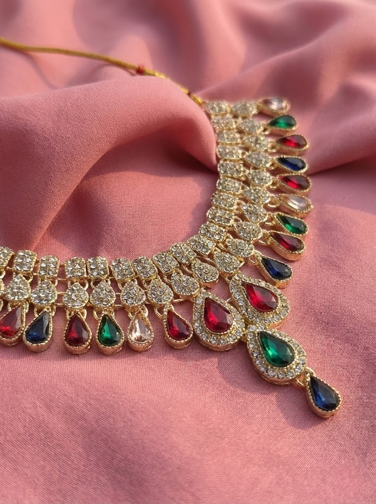 Sondarya Premium Multicolor AD Choker Set with Maang Tikka