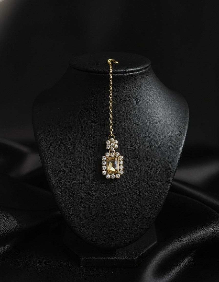 Sondarya Radiant Champagne Gold Crystal Necklace Set