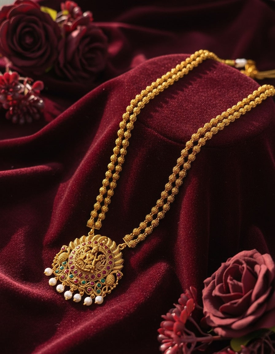 Sondarya Divine Goddess Lakshmi Temple Jewelry Set With Earrings