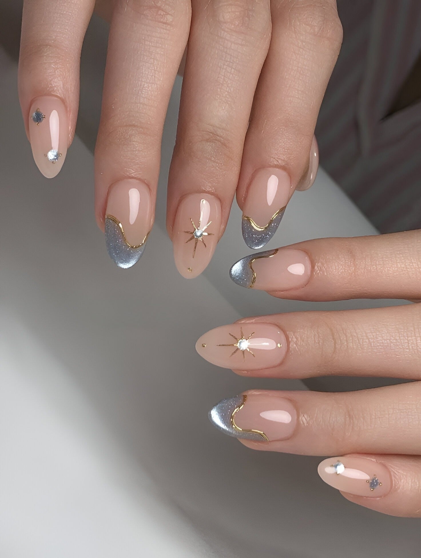 Nude Cateye Chrome Press-On Nails – Complete Nail Kit