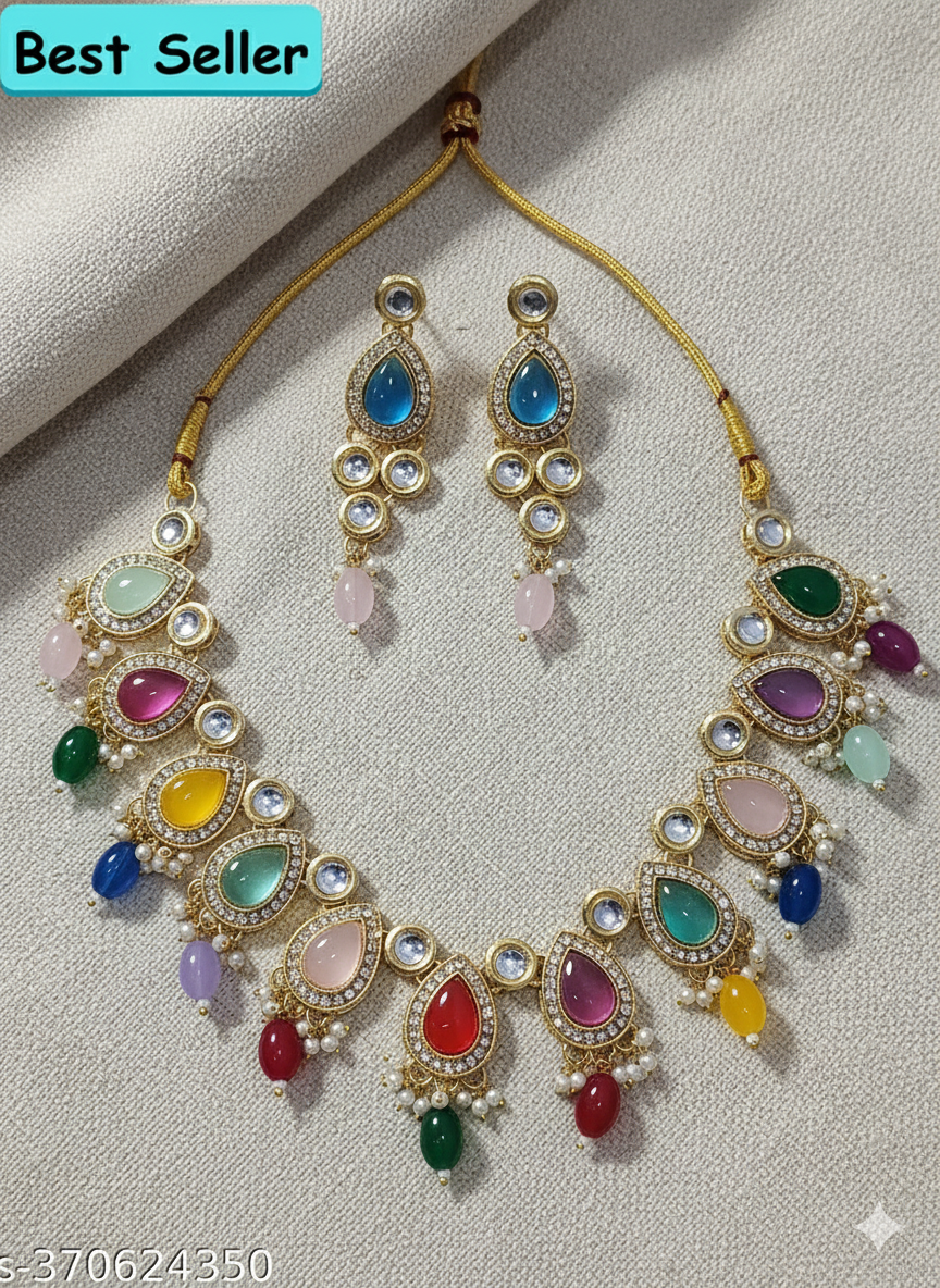Sondarya Multicolor Kundan Pearl Choker Set