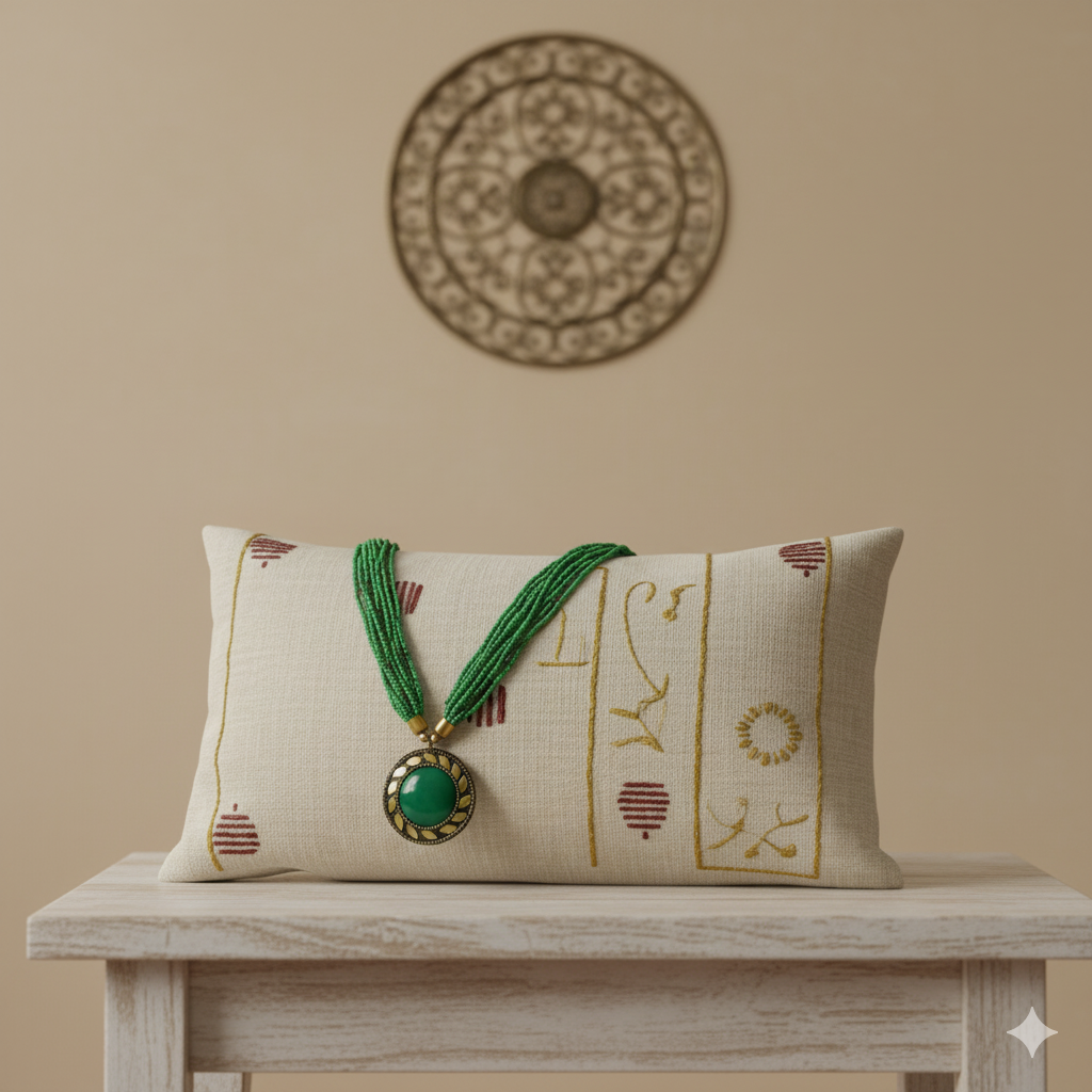 Sondarya Oxidised Green Beaded Necklace
