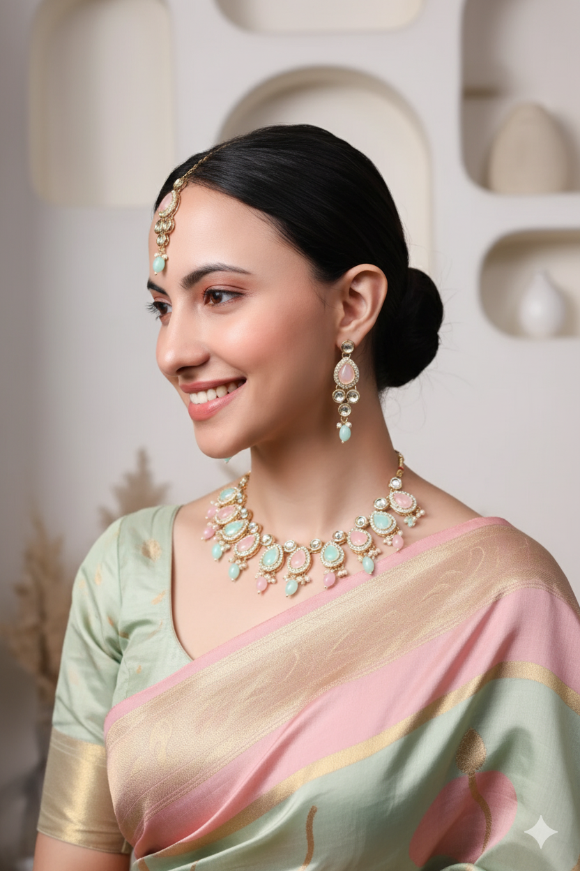 Sondarya Pastel Drop Kundan Choker Set