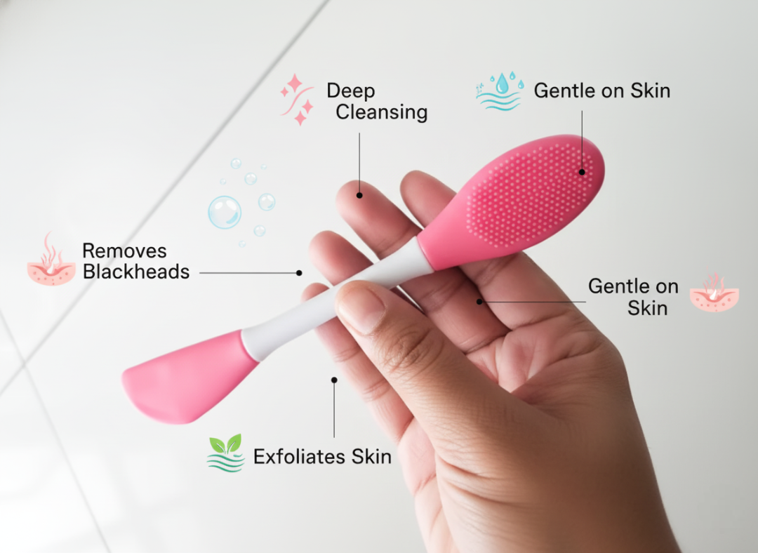 Deep Exfoliating Face Cleanser – Removes Black Heads, Silicone Brush for Smooth, Glowing Skin