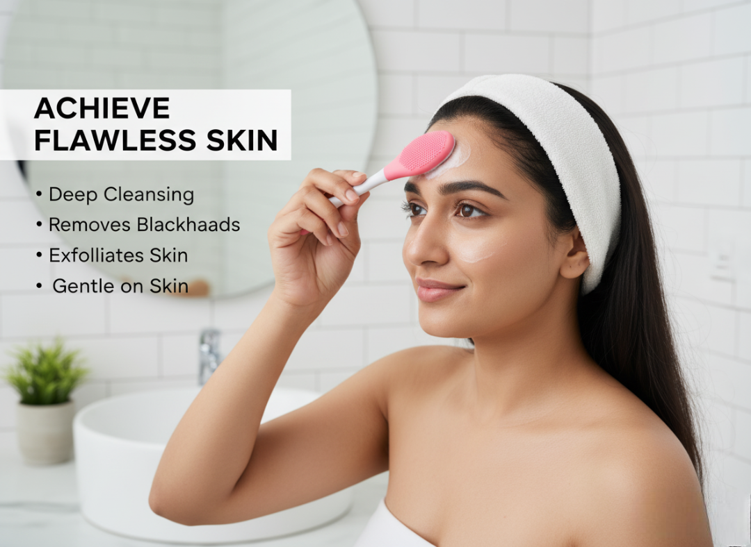 Deep Exfoliating Face Cleanser – Removes Black Heads, Silicone Brush for Smooth, Glowing Skin