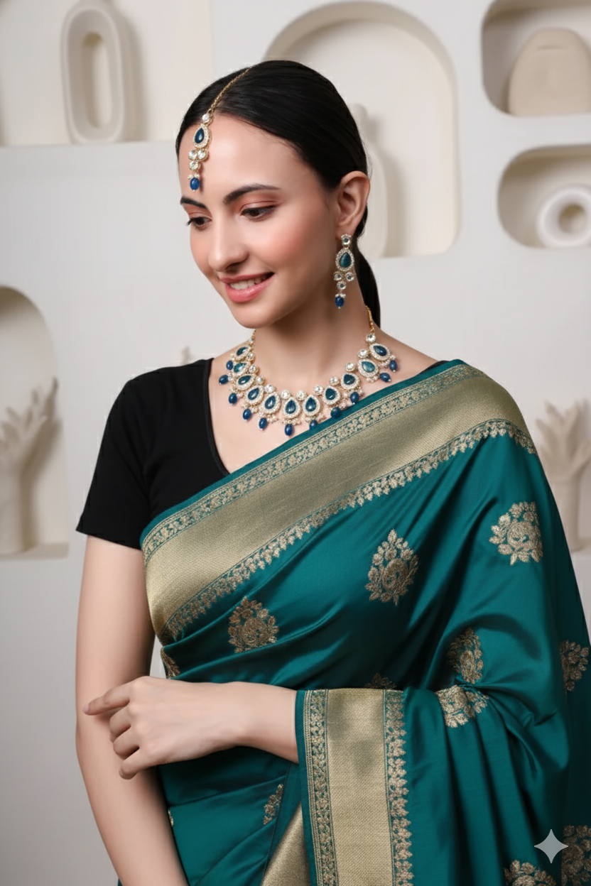 Sondarya Ocean Blue Kundan Pearl Choker Set