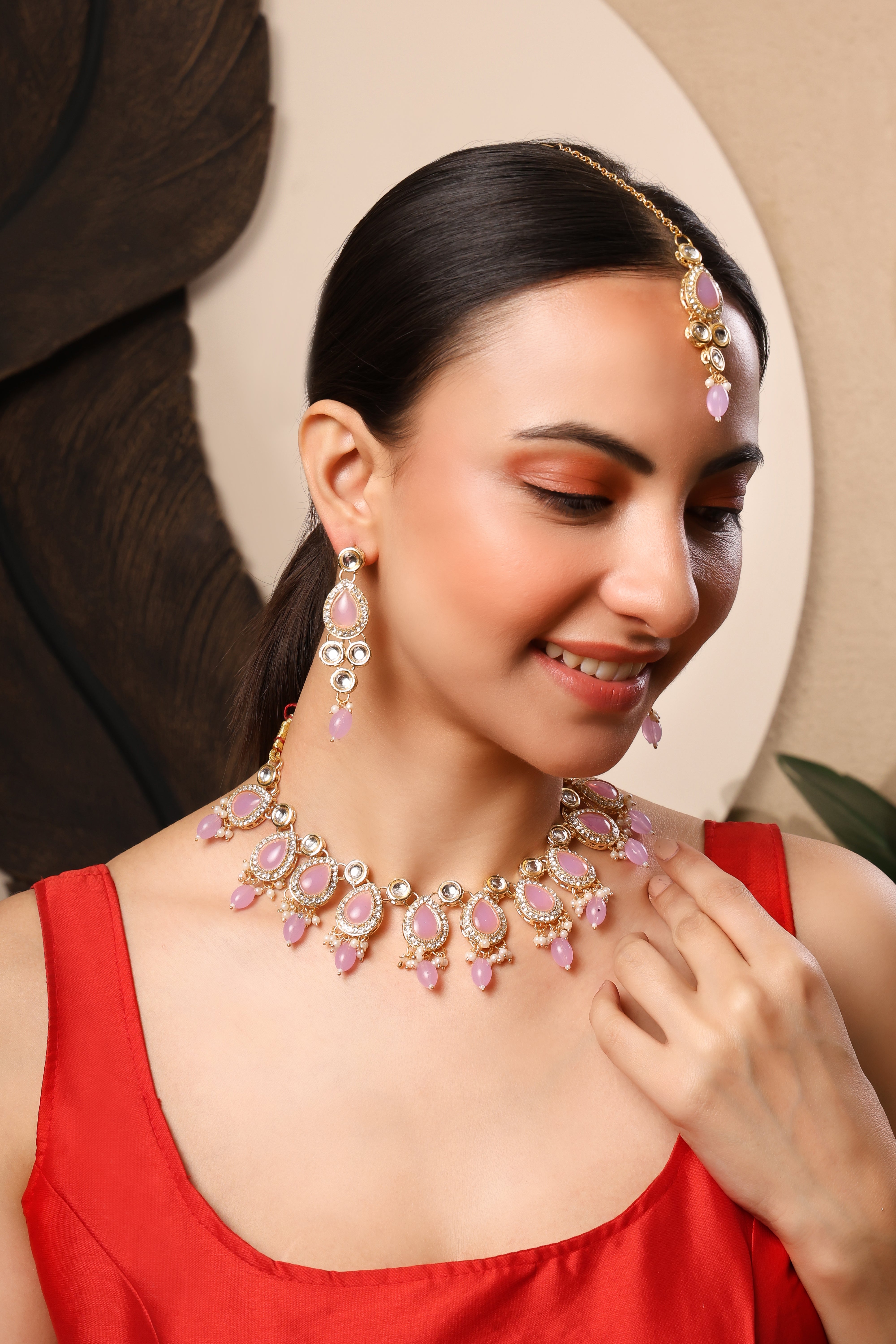 Sondarya Lavender Love Kundan Necklace Set