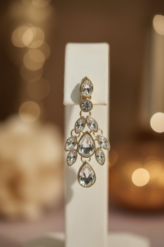 Sondarya Sparkling White Teardrop Kundan Necklace Set with Maang Tikka