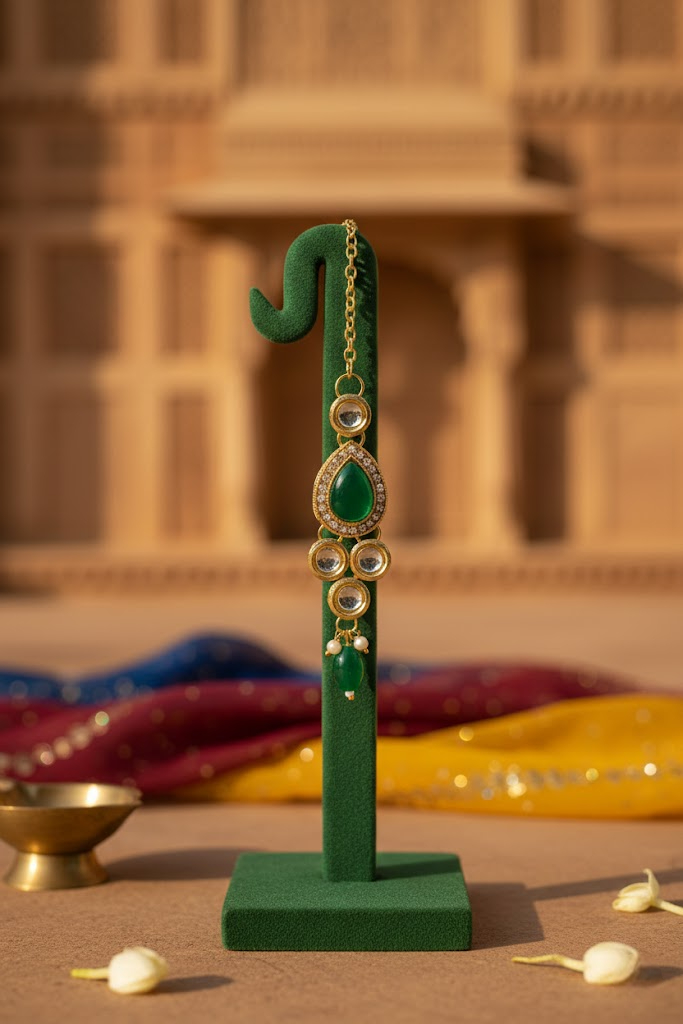 Sondarya Emerald Green Kundan Pearl Choker Set