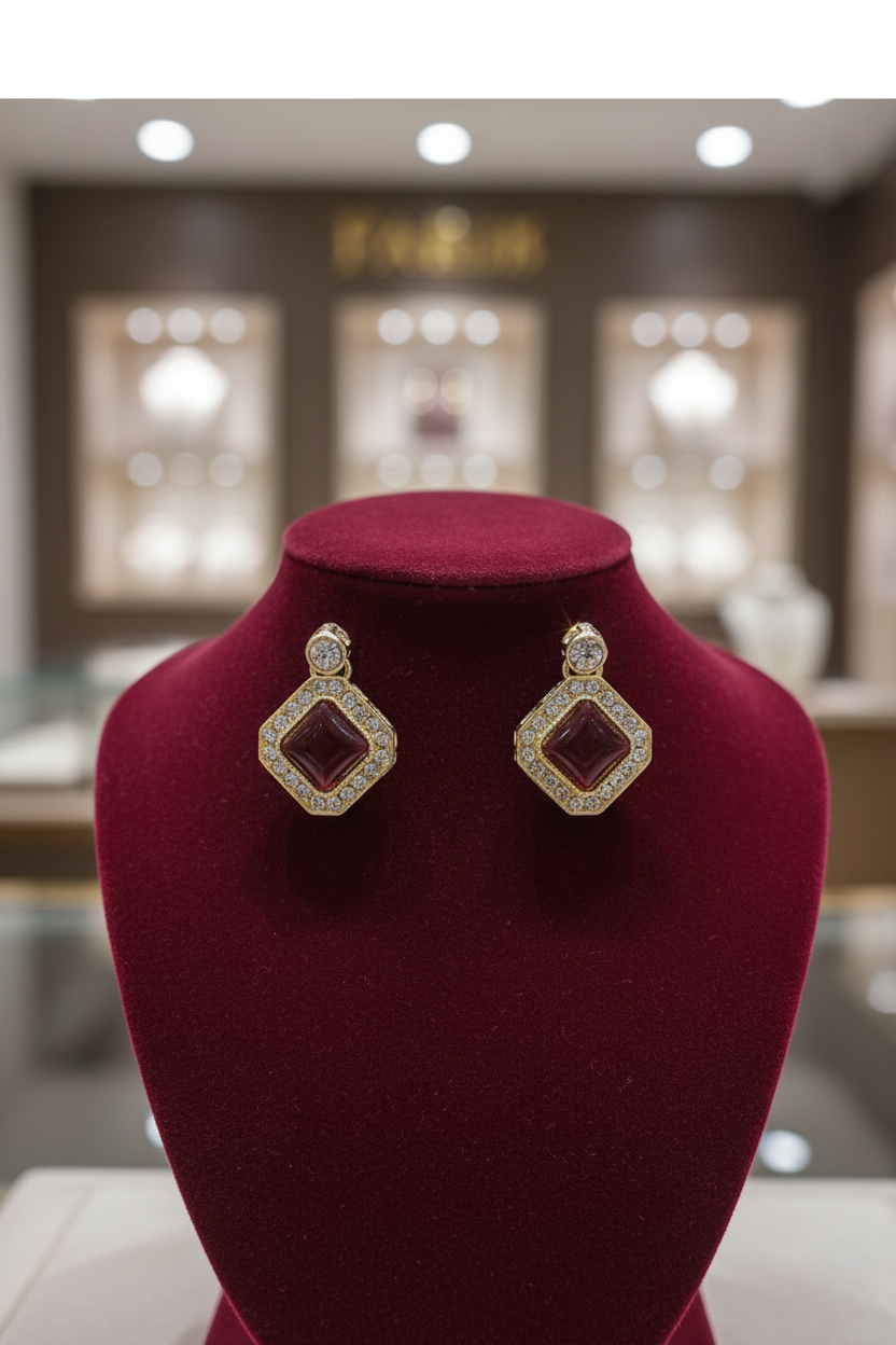 Maroon Kundan Studded Necklace Set With Earrings