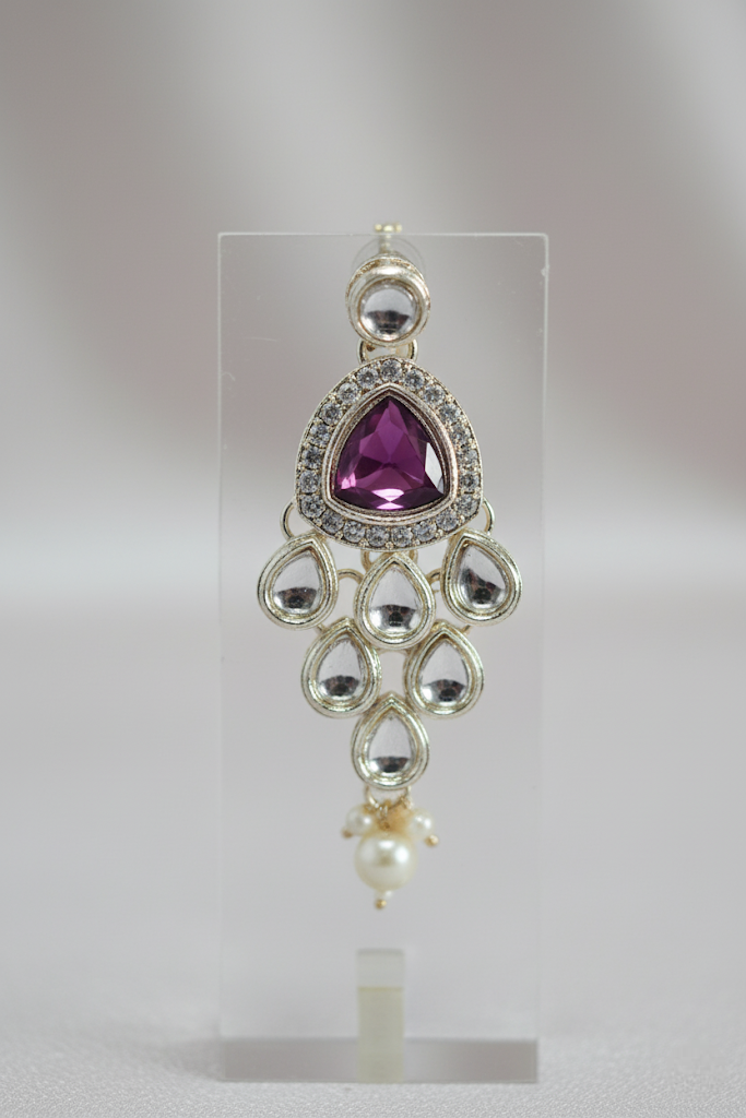 Sondarya Ruby Pink Kundan Choker Set with Maang Tikka (NL7A)