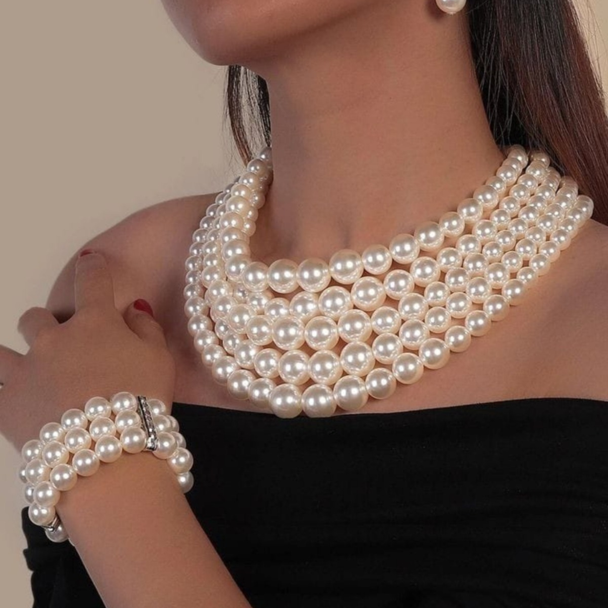 Grand Pearl Choker & Bracelet Set