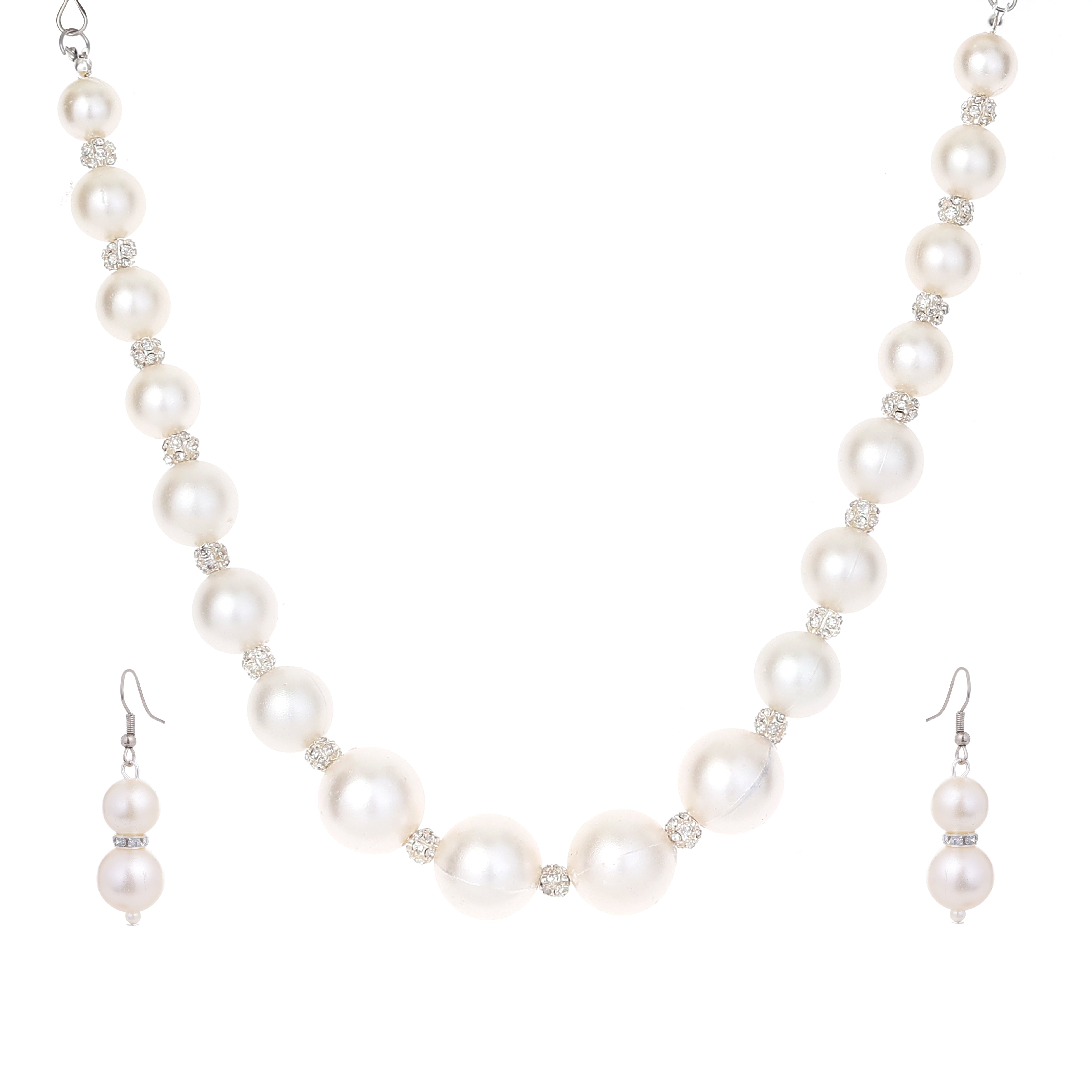 Bold Faux Pearl Necklace Set With Earrings