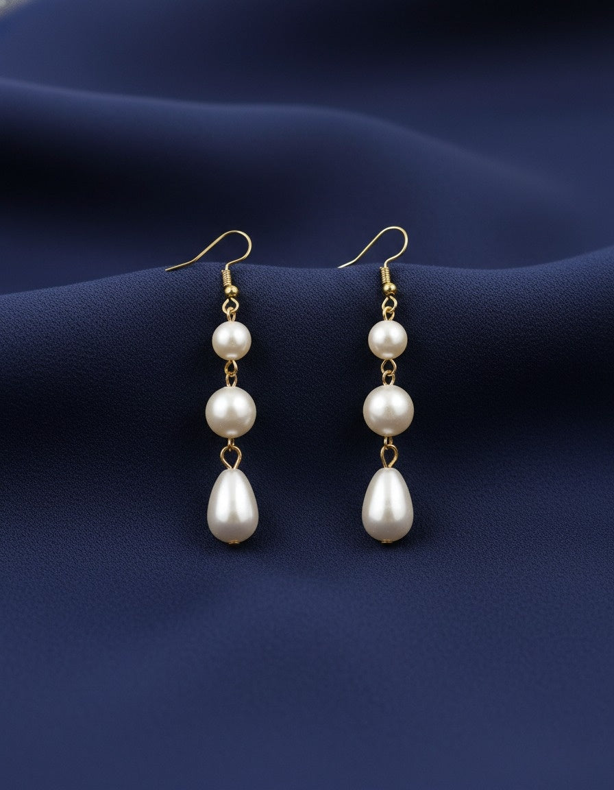 Gold & Pearl Multi-Strand Choker Set With Earrings