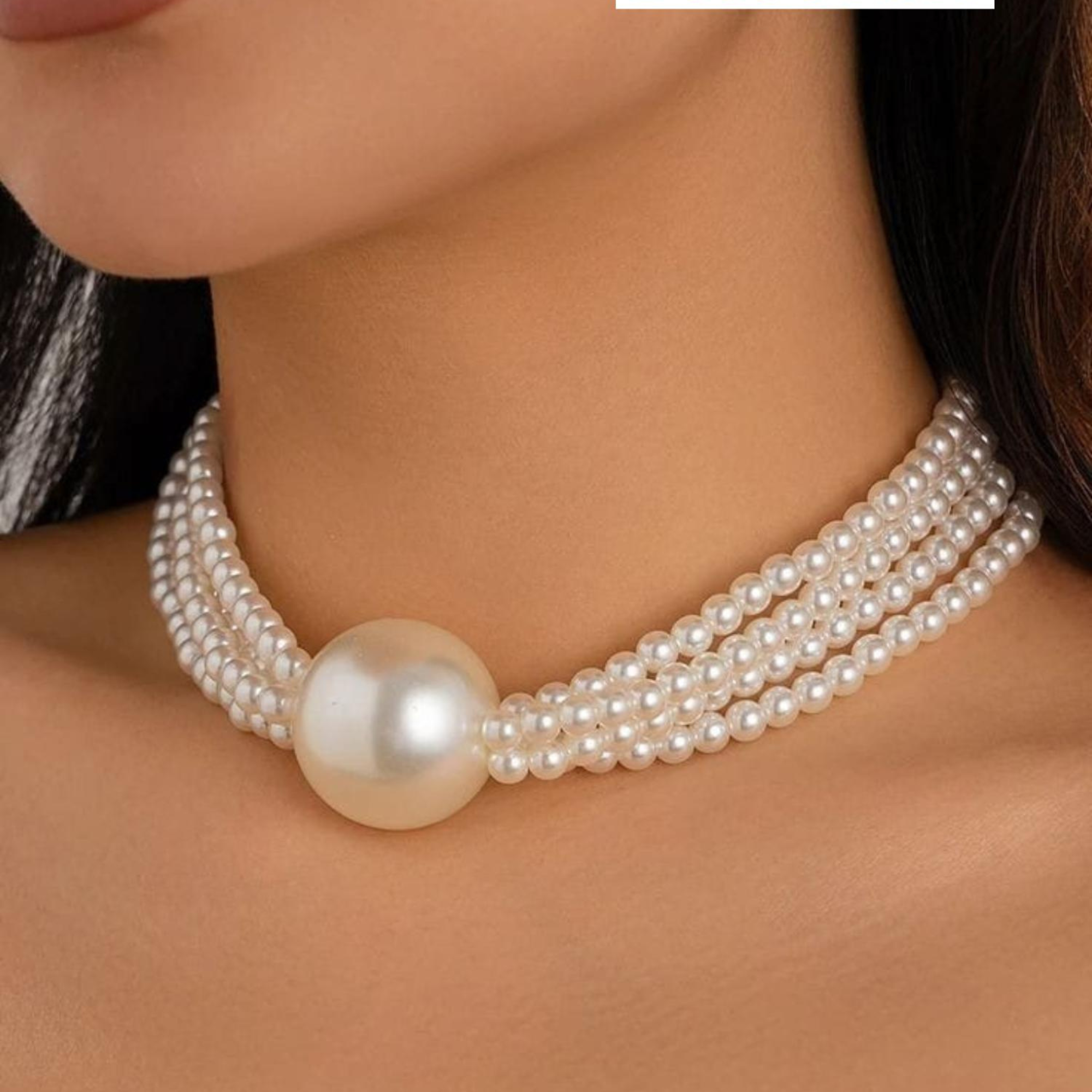Multi-Strand Pearl Choker with Drop Earrings