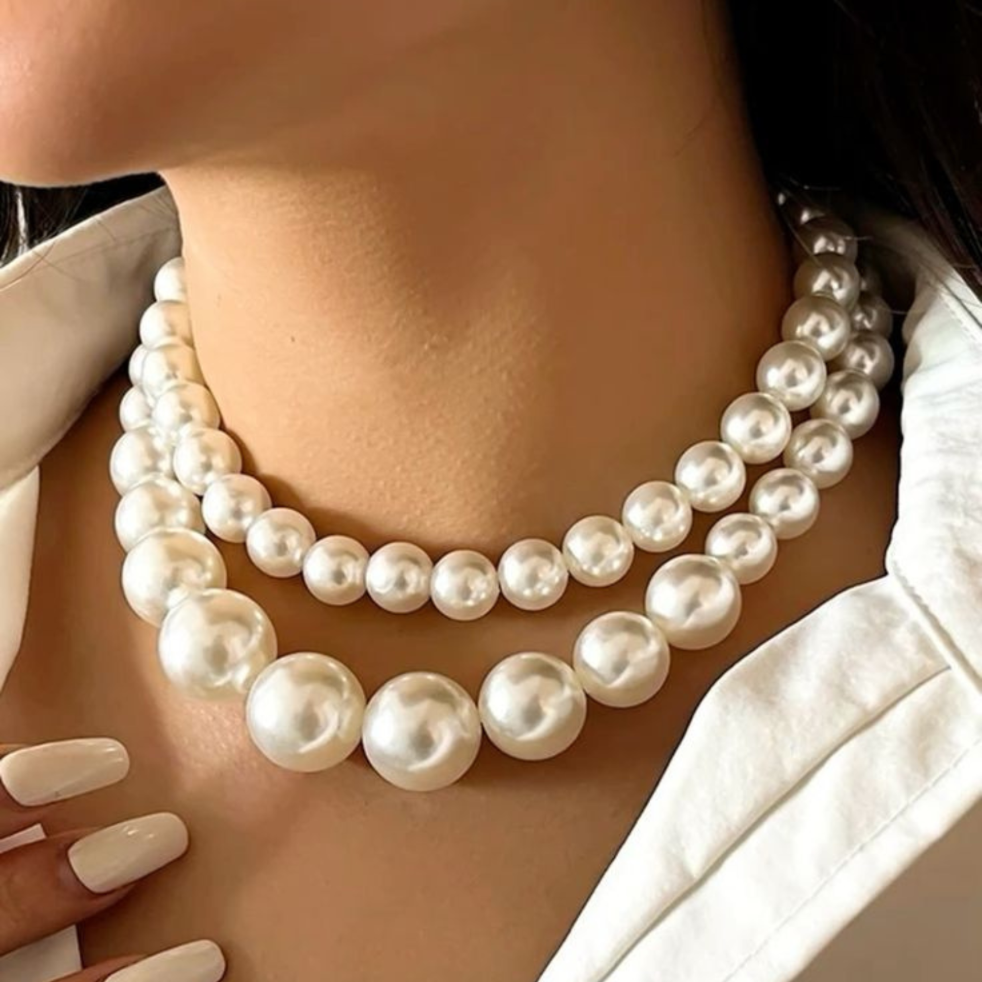 Double-Layer Faux Pearl Necklace Set
