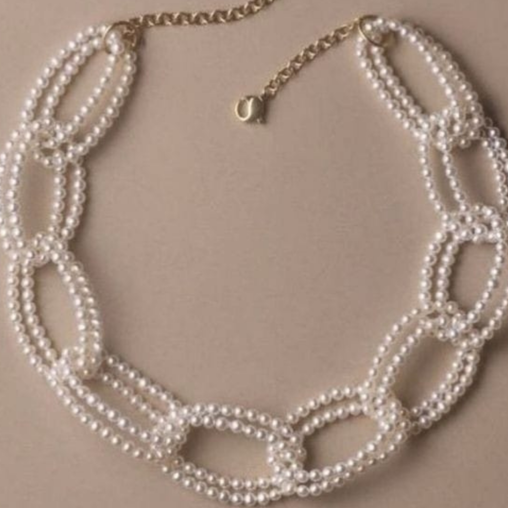 Multi-Ring Pearl Choker Set With Drop Earrings