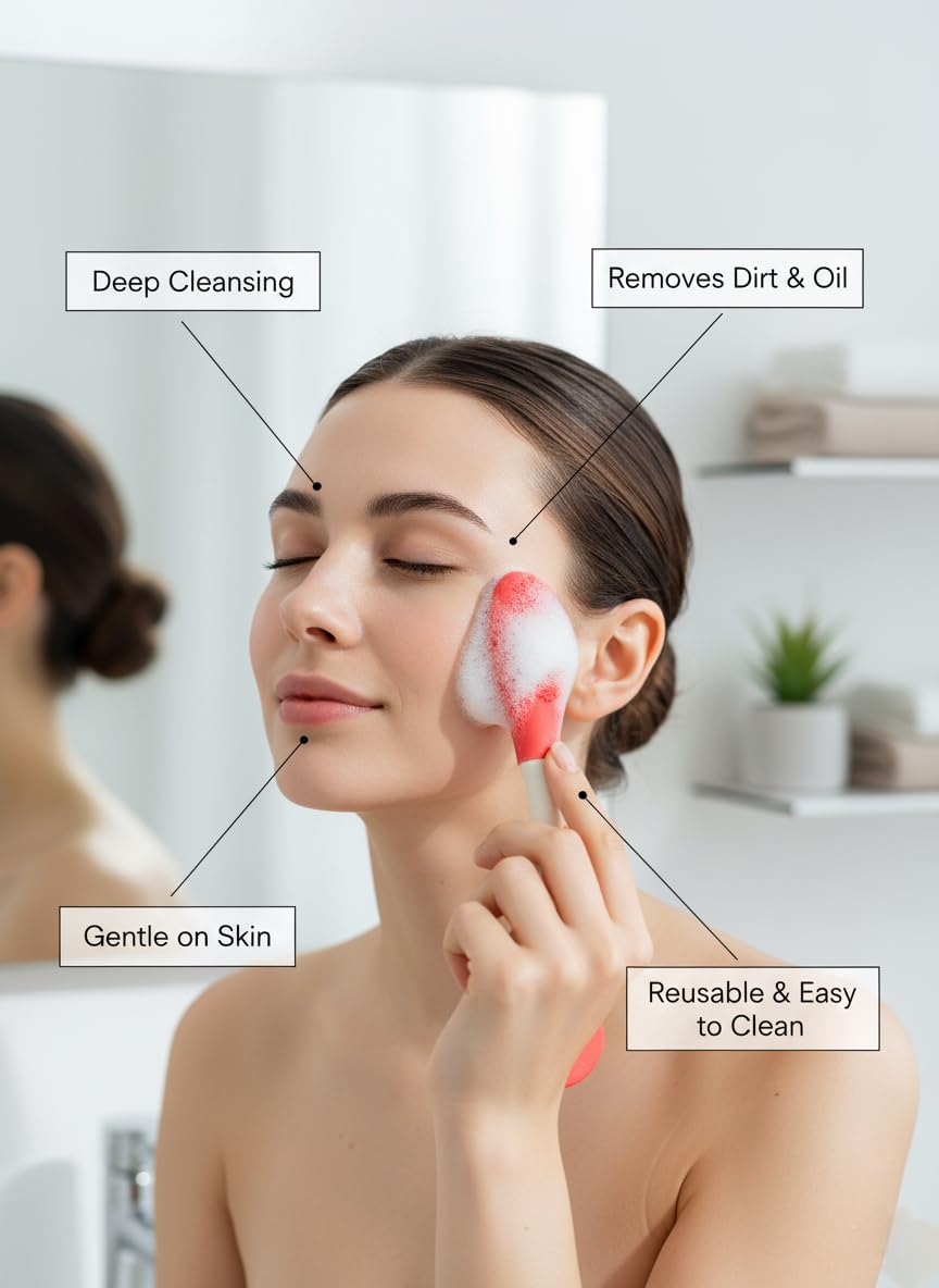 Deep Exfoliating Face Cleanser – Removes Black Heads, Silicone Brush for Smooth, Glowing Skin