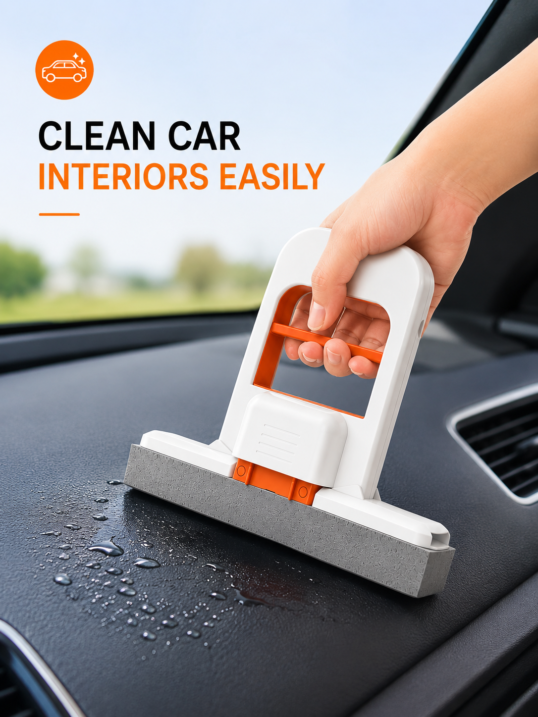 Mini Hand Press Sponge Mop | Self-Squeeze Wet & Dry Cleaning Mop for Kitchen, Bathroom, Glass, Windows, Countertops, Sink, Mirror & Car Interior