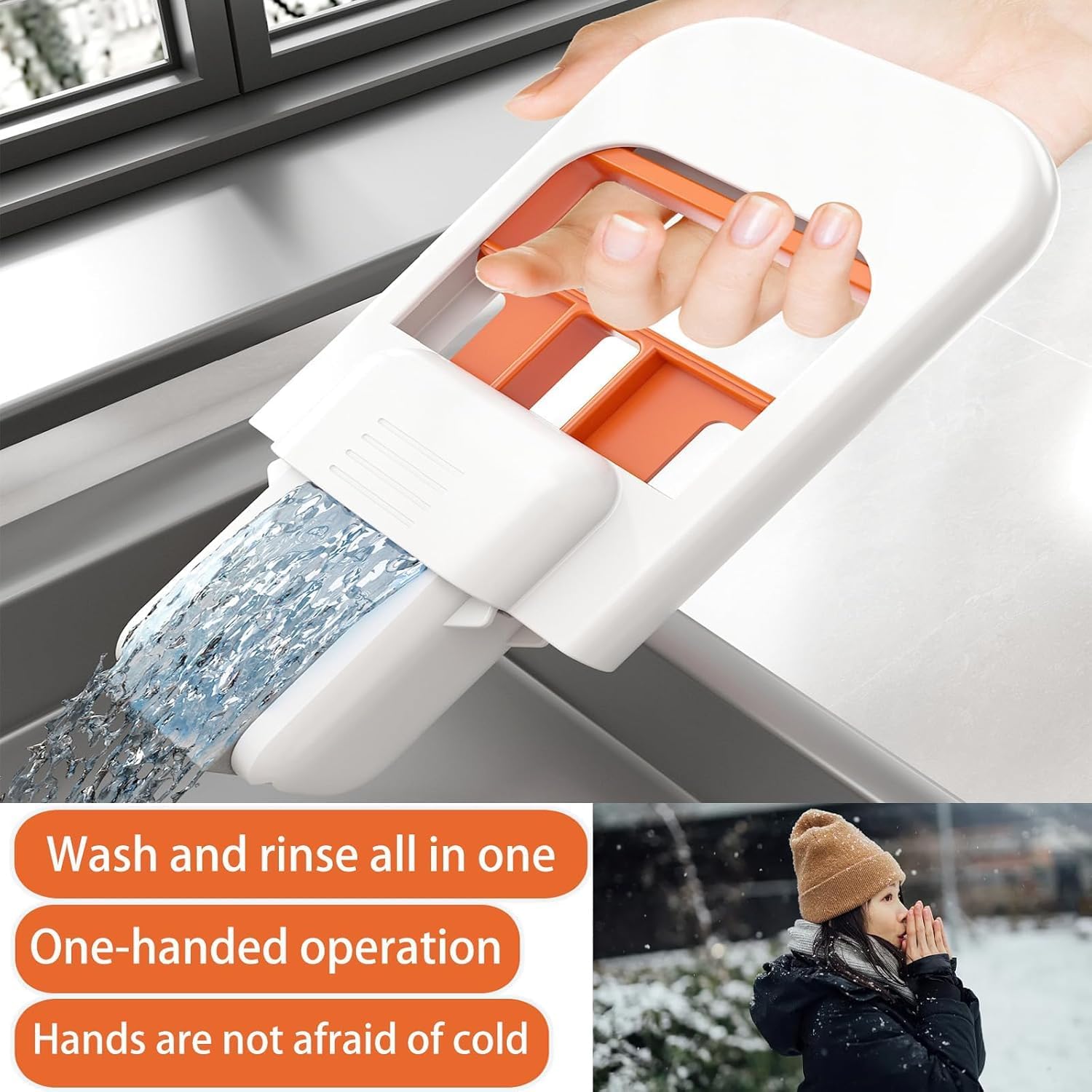 Mini Hand Press Sponge Mop | Self-Squeeze Wet & Dry Cleaning Mop for Kitchen, Bathroom, Glass, Windows, Countertops, Sink, Mirror & Car Interior