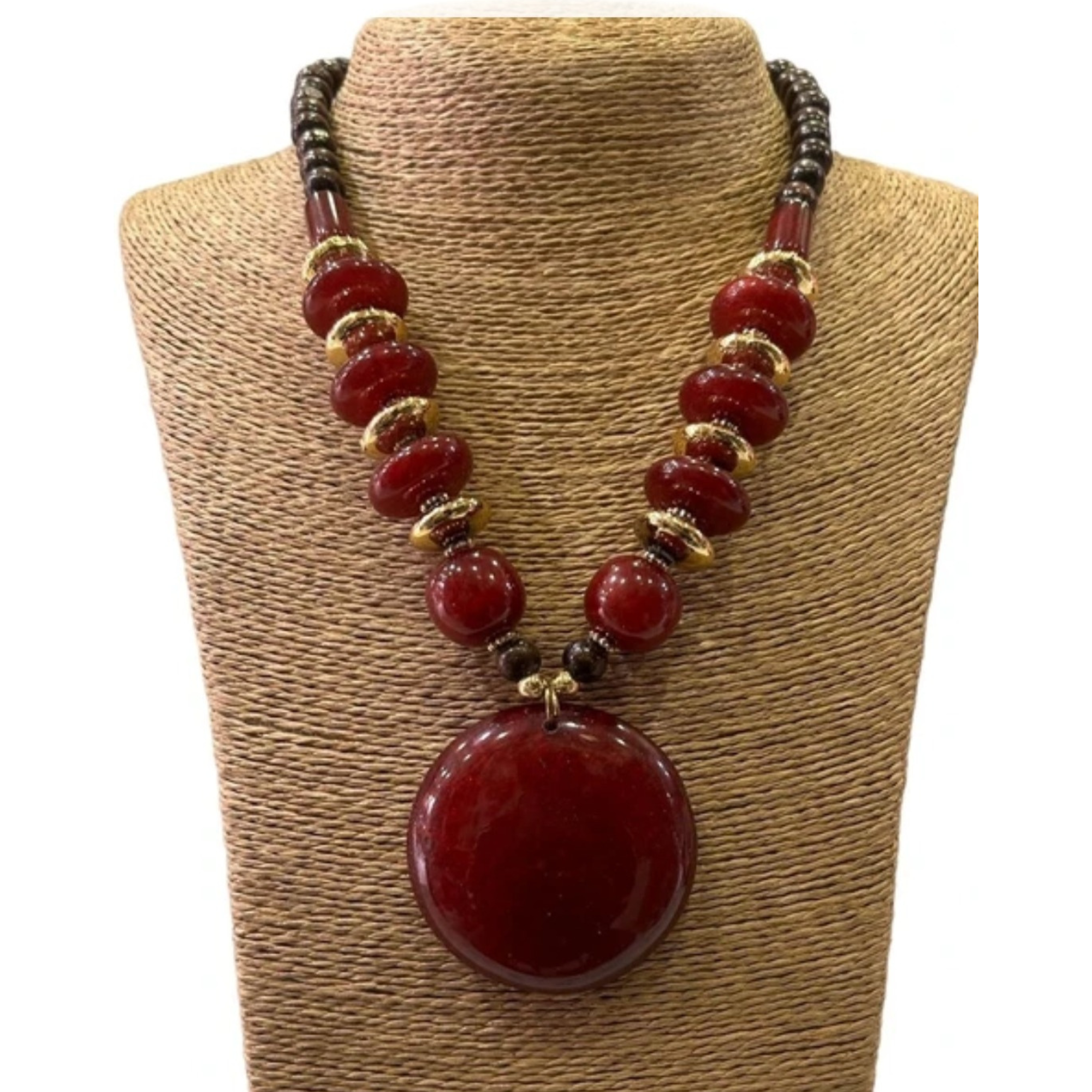 Sondarya Red Stone Medallion Necklace