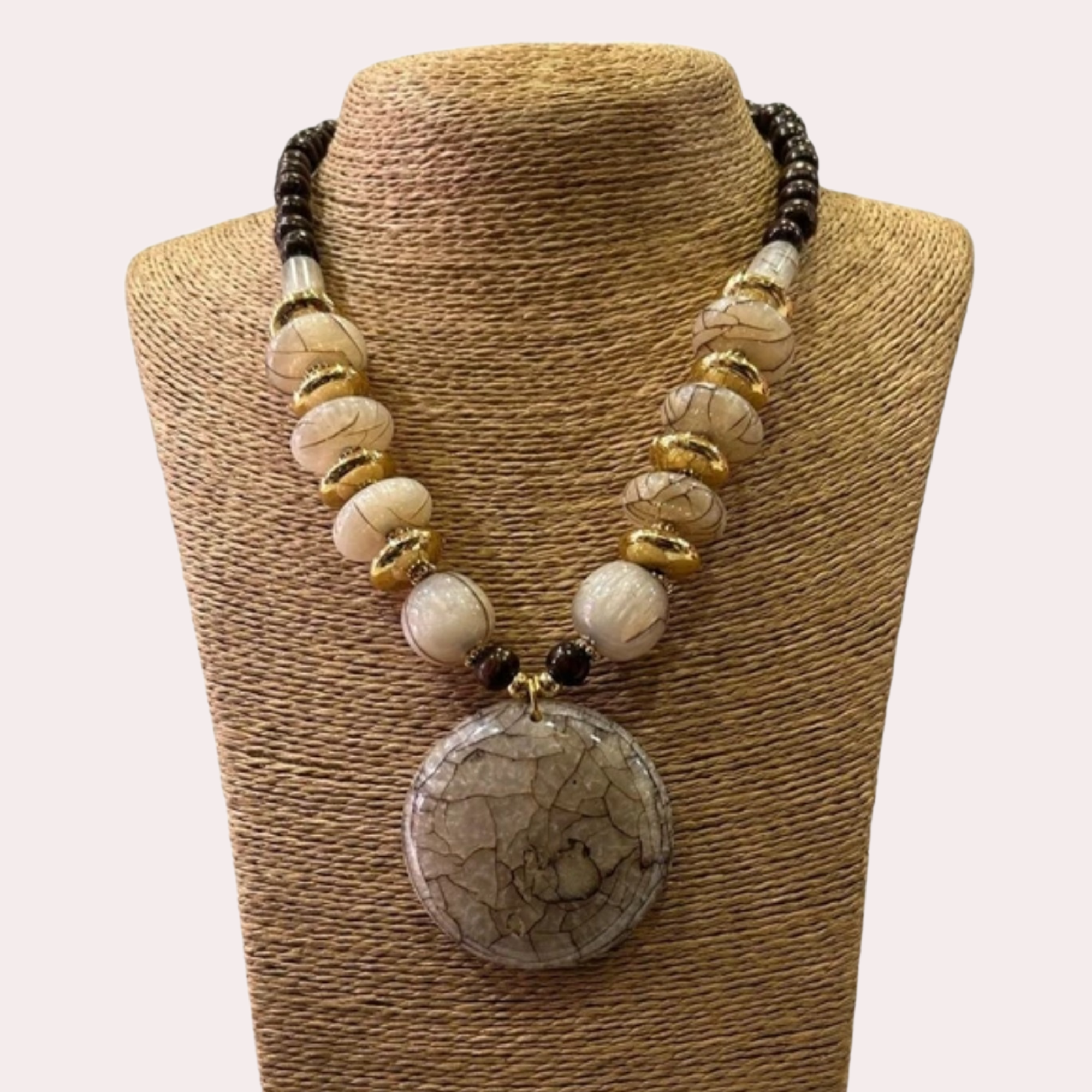 Sondarya Earthy Elegance: Stone Medallion Necklace