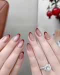 Cateye Maroon French Press-On Nails – Complete Kit