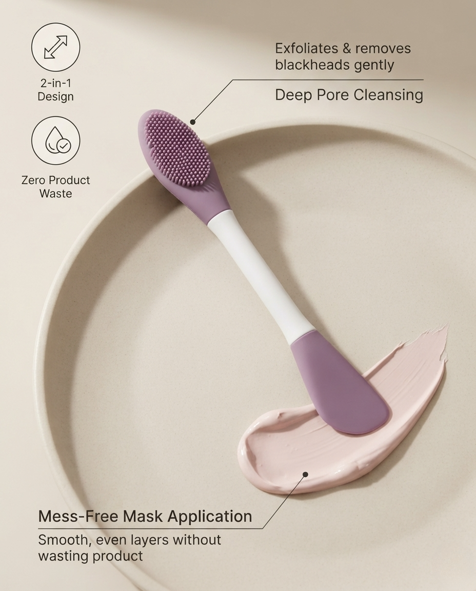 Deep Exfoliating Face Cleanser – Removes Black Heads, Silicone Brush for Smooth, Glowing Skin